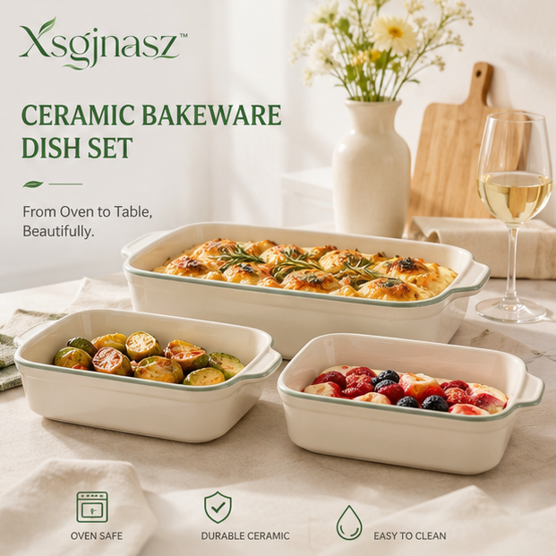 Xsgjnasz™ Ceramic Bakeware Dish Set for Oven-to-Table Serving